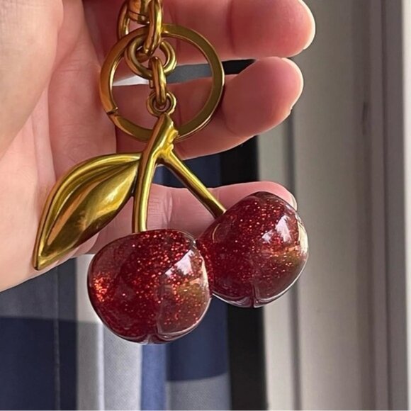 Cherry Red Glitter Sparkle Keychain Bag Charm - Picture 7 of 7